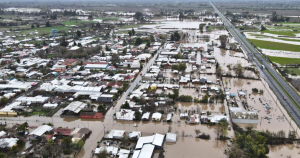 Casi la mitad de San Gregorio, en Ñiquén, fue afectado por inundaciones. Foto: MOP Ñuble