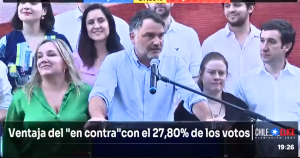 Javier Macaya en el punto de prensa de la UDI. Foto: Captura de pantalla, TVN.