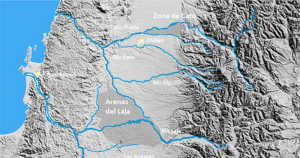 Mapa hidrográfico de la Región de Ñuble que muestra sus principales ríos. Archivo académico: UdeC.