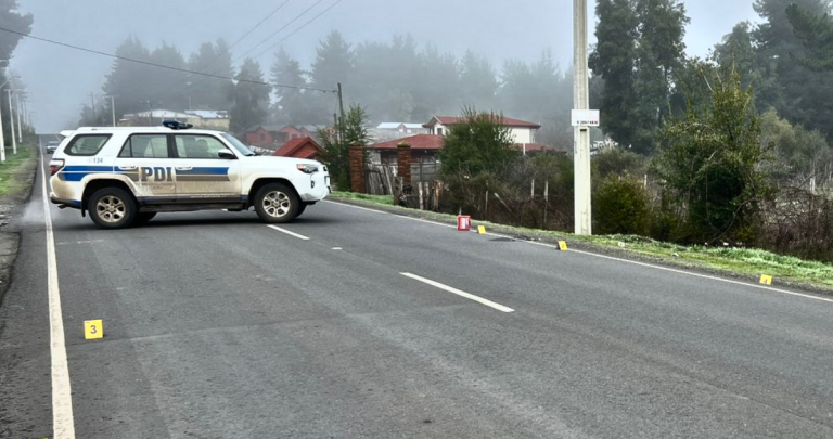 El camino donde ocurrió la balacera. Foto: PDI Ñuble.