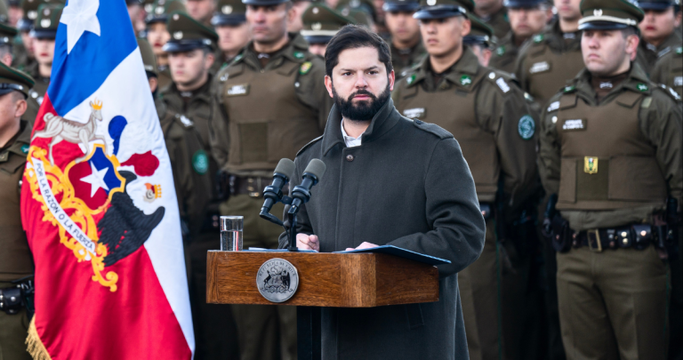 El mandatario en una actividad con Carabineros el 12 de agosto de 2024. Foto: Prensa Presidencia.