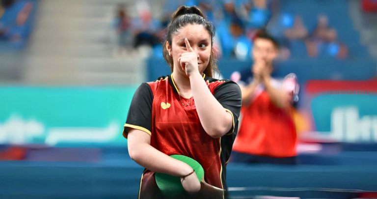 Florencia Pérez en la competencia. Foto: Instituto Nacional de Deportes (Ampliada con IA).