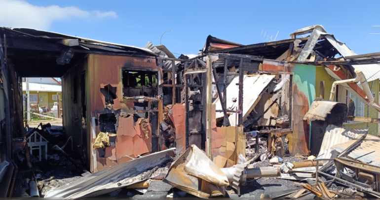 Así quedó el inmueble donde comenzó el incendio. Foto: Fiscalía.