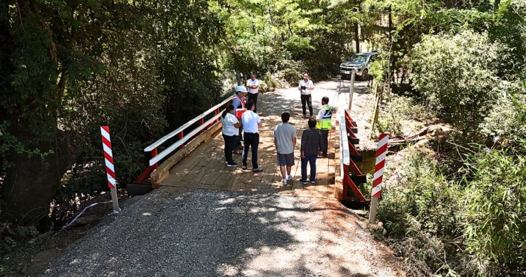 La obra incluye vigas de acero y rodado de madera. Foto: MOP