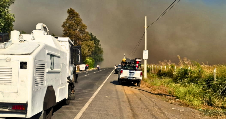 Incendio en Pinto. Foto: Carabineros.