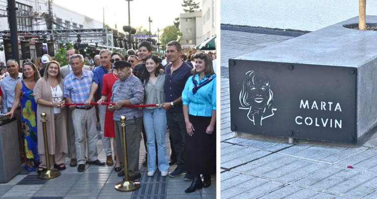 A la izquierda, la inauguración del paseo. A la derecha, una de las placas.