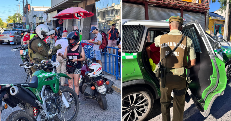 A la izquierda, el operativo de tránsito. A la derecha, la detención del hombre. Foto: Carabineros.