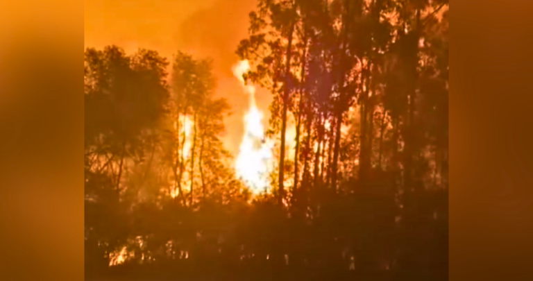 Así se veía el incendio a las 22:00 hrs. Foto enviada por un lector.