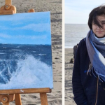 La estudiante y su obra de arte. Foto: SLEP.