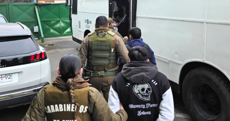Parte de los detenidos. Foto: Carabineros Ñuble.