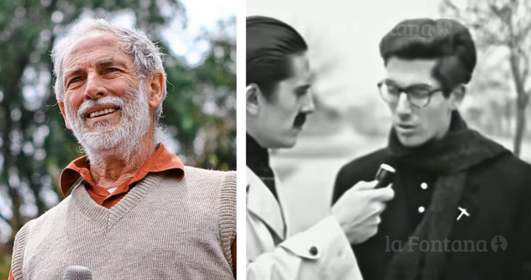 A la derecha, Héctor Noguera como Eloy Parra en El chacal de Nahueltoro, grabada en Ñuble (1968),