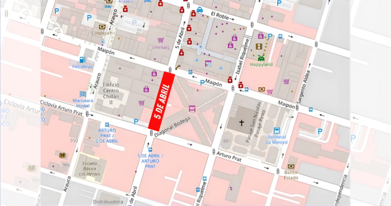 Este es el tramo de la calle que estará cortado desde el 17 de noviembre. Foto: MTT.