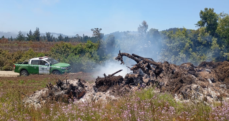 En este período del año está prohibido hacer quemas agrícolas. Foto: Carabineros Ñuble.