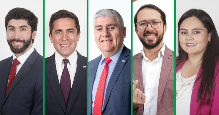 Por orden de votos: Felipe Camaño (DC), Cristóbal Martínez (UDI), Carlos Chandía (RN), Francisco Crisóstomo (PS) y Sara Concha (PSC).