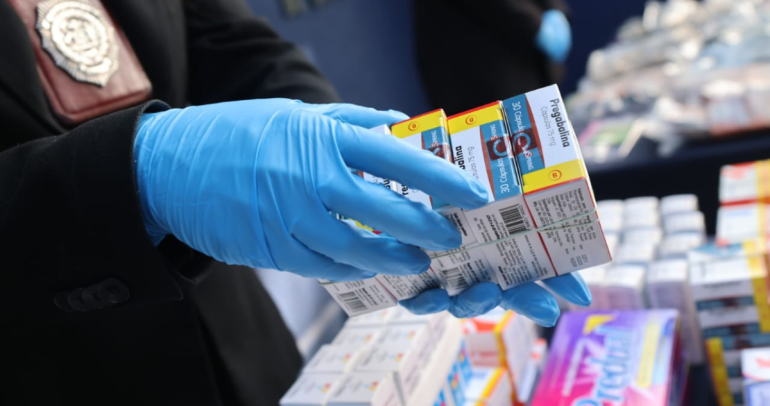 Se incautaron 50 toneladas de productos farmacéuticos. Foto: PDI Ñuble.
