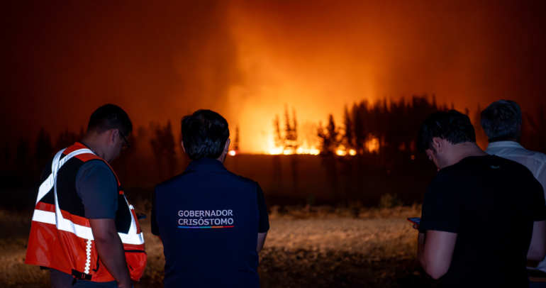 Incendio en Ñuble. Foto: GORE.