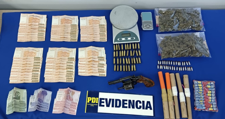 Lo incautado por la policía. Foto: PDI Ñuble.