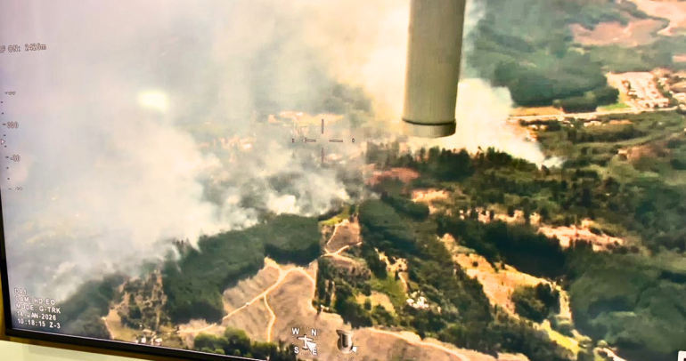 Vista aérea de uno de los focos en Ránquil. Foto: CONAF.