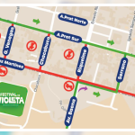 Mapa con los cortes de tránsito. Imagen original: Municipalidad de San Carlos