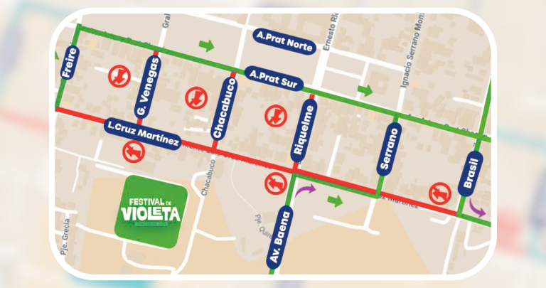 Mapa con los cortes de tránsito. Imagen original: Municipalidad de San Carlos