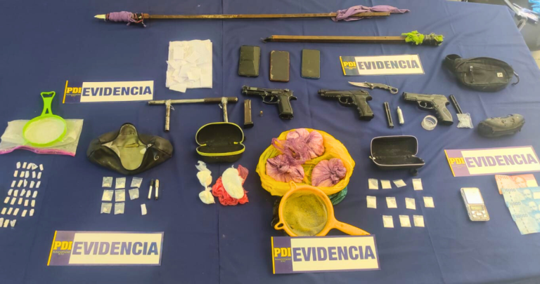 Evidencia de lo incautado. Foto: PDI Ñuble