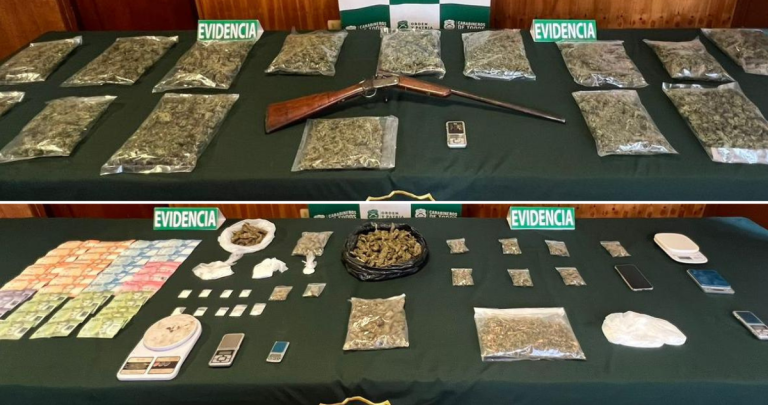 Evidencia de lo incautado. Foto: Carabineros Ñuble.