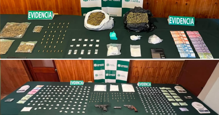 Lo incautado en los operativos. Fotos: Carabineros Ñuble.