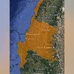 Zonas con alerta emitida en Maule, Ñuble y Biobío. Foto: DMC.