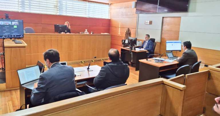 Audiencia de formalización. El alcalde Palma se ubicó en el segundo asiento de izquierda a derecha. Foto: Fiscalía.