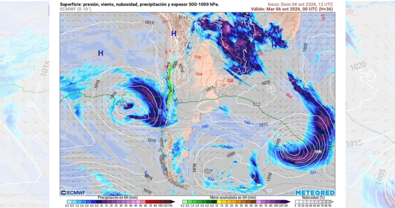 Lluvias más intensas en Ñuble se concentrarán el martes: sistema frontal traerá río atmosférico